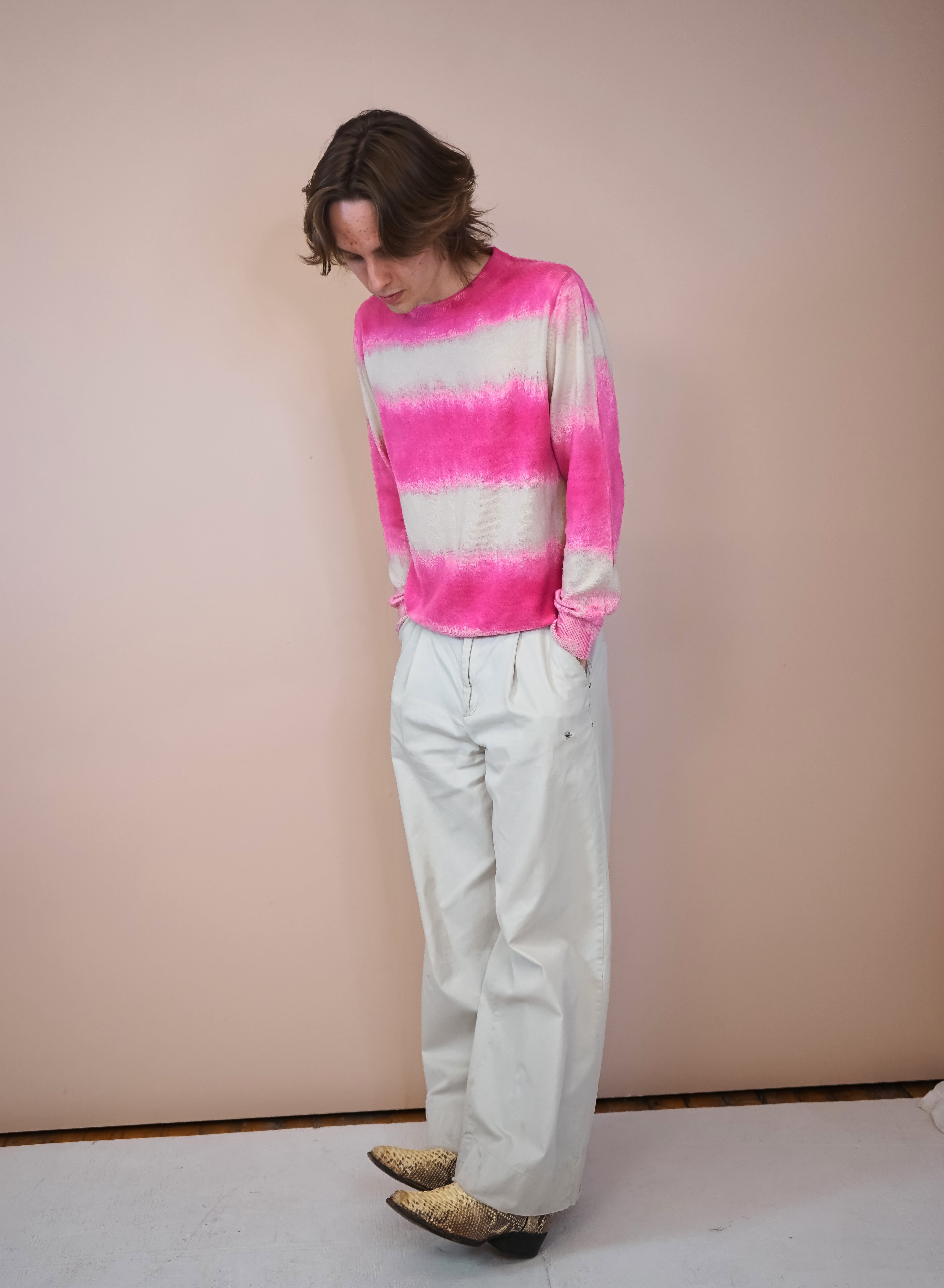 The Striped Crewneck in Dyehouse Pink