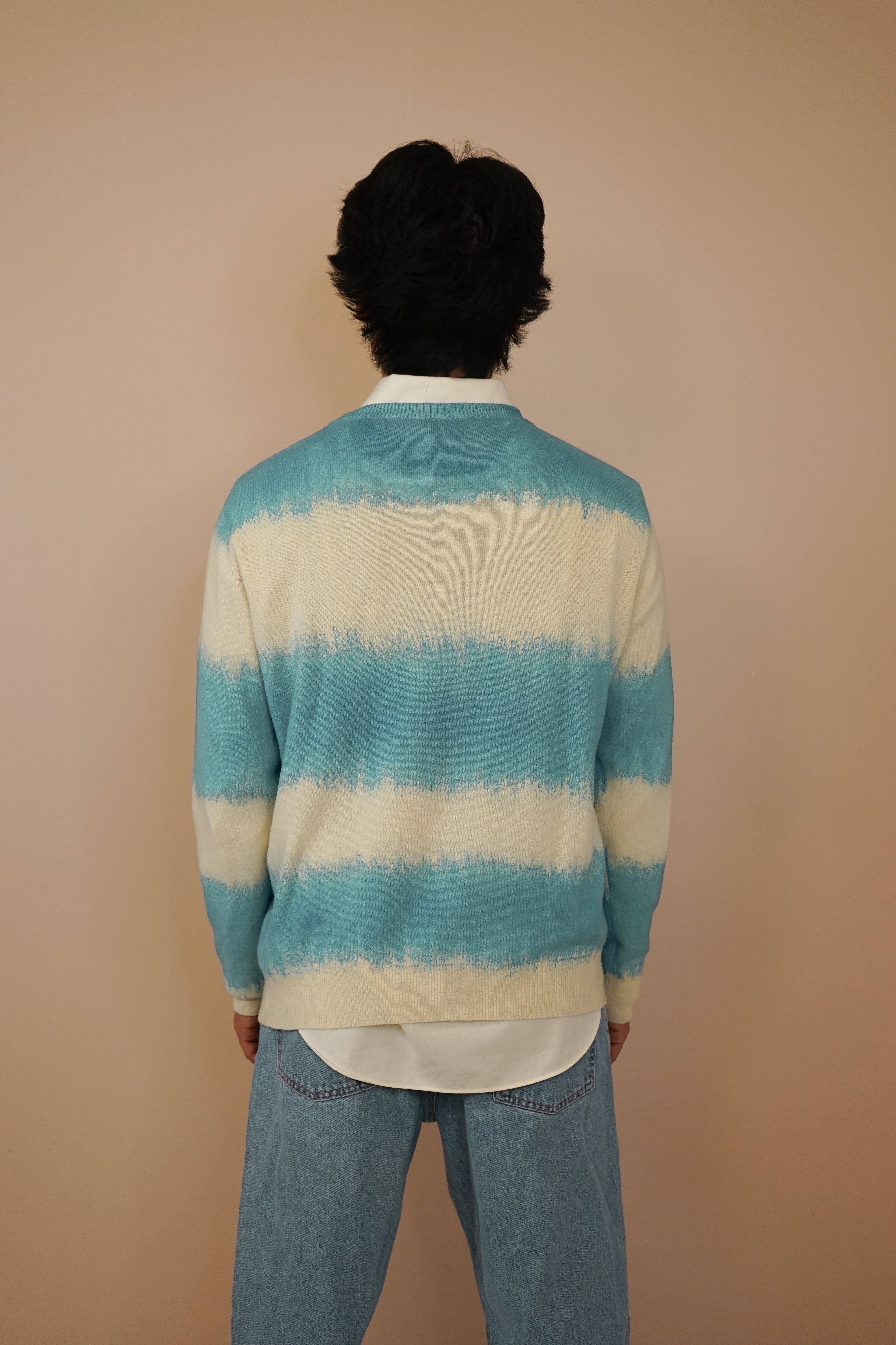 The Striped Crewneck in Flycatcher Blue