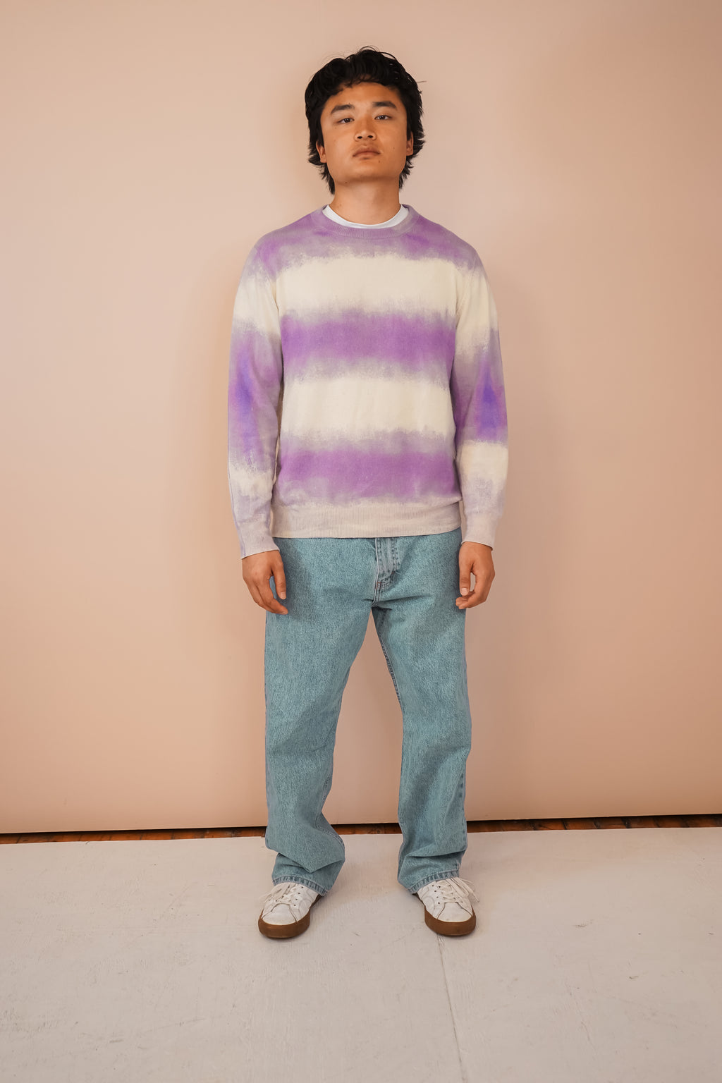 The Striped Crewneck in Lavender
