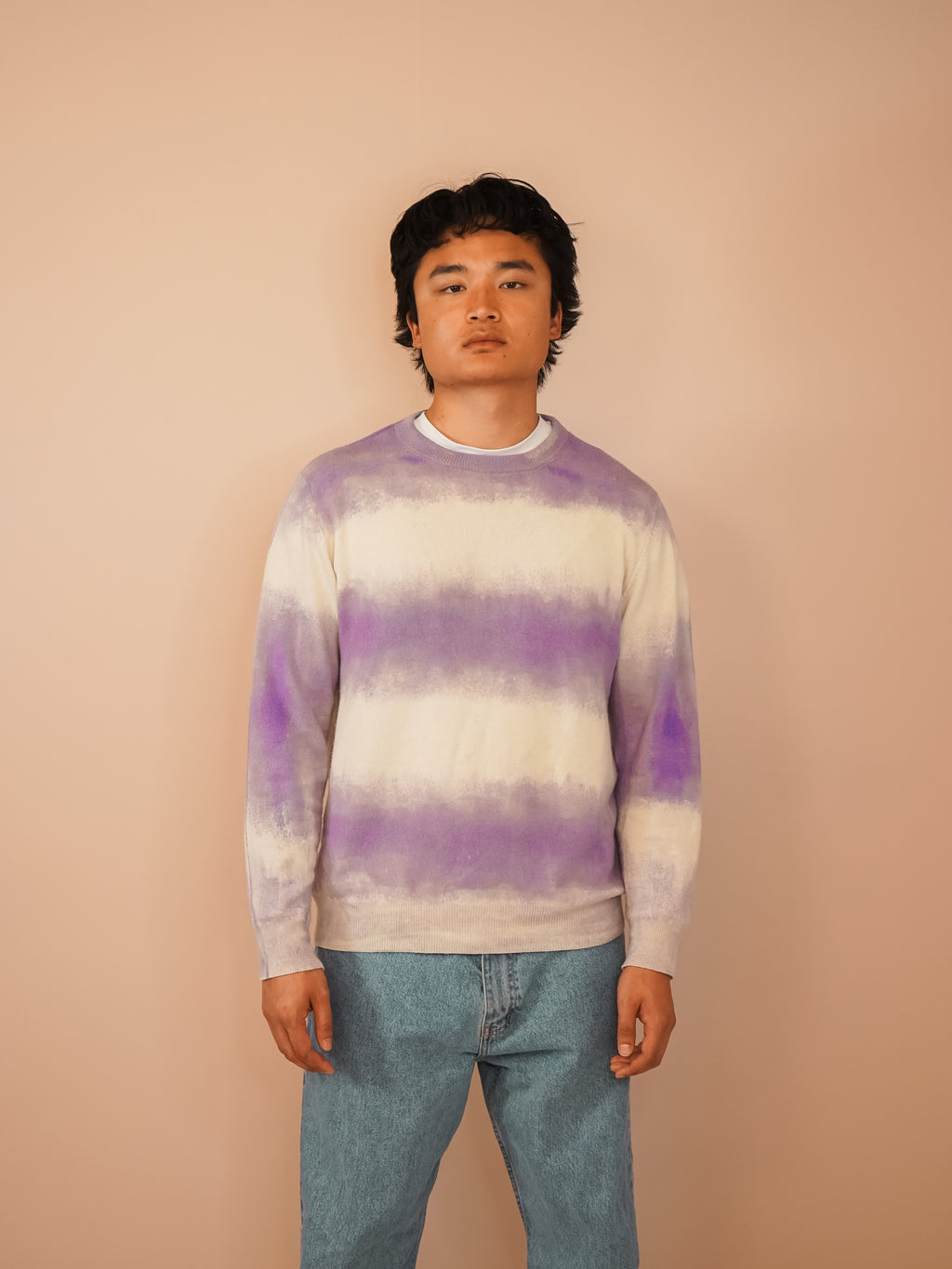 The Striped Crewneck in Lavender