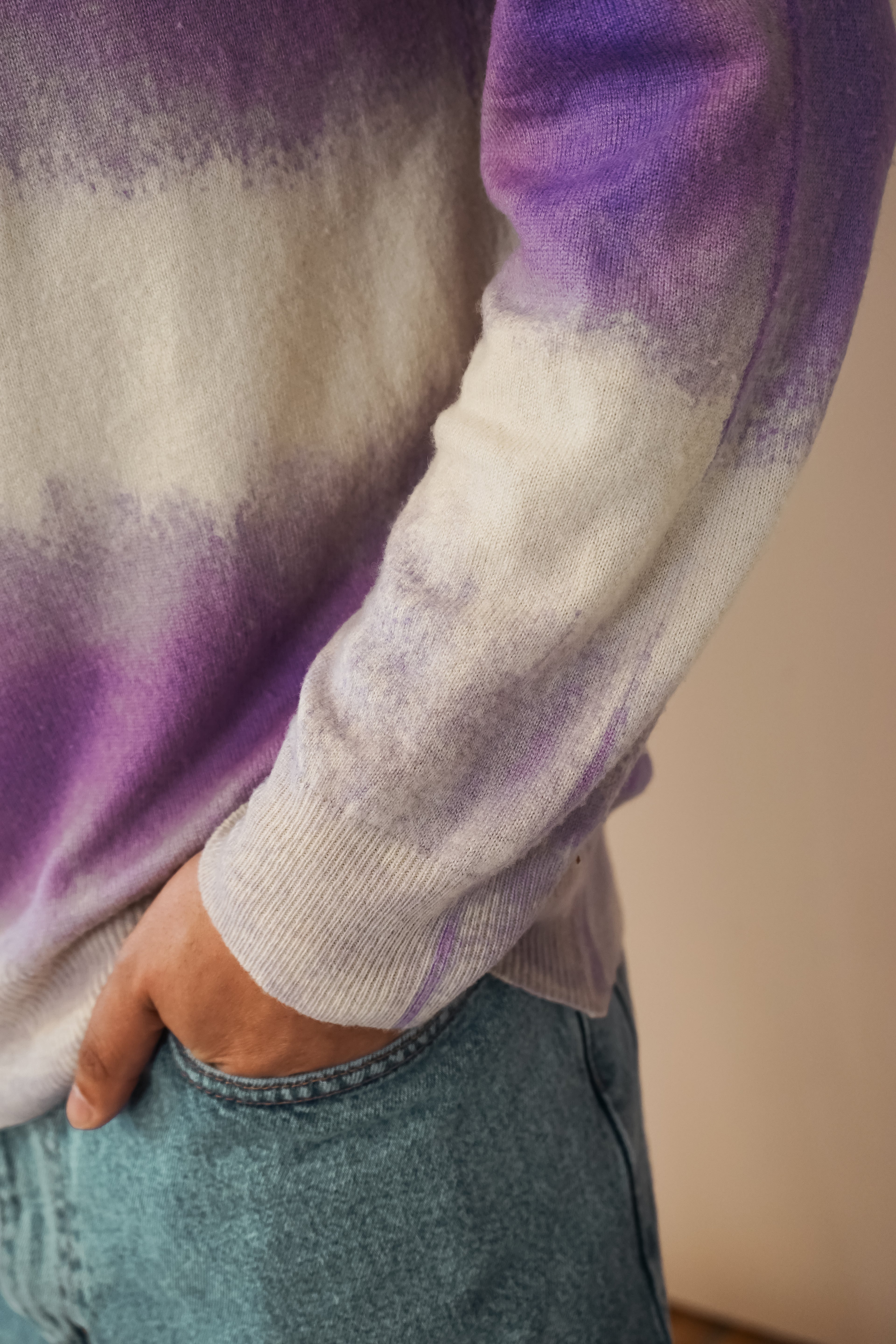 The Striped Crewneck in Lavender