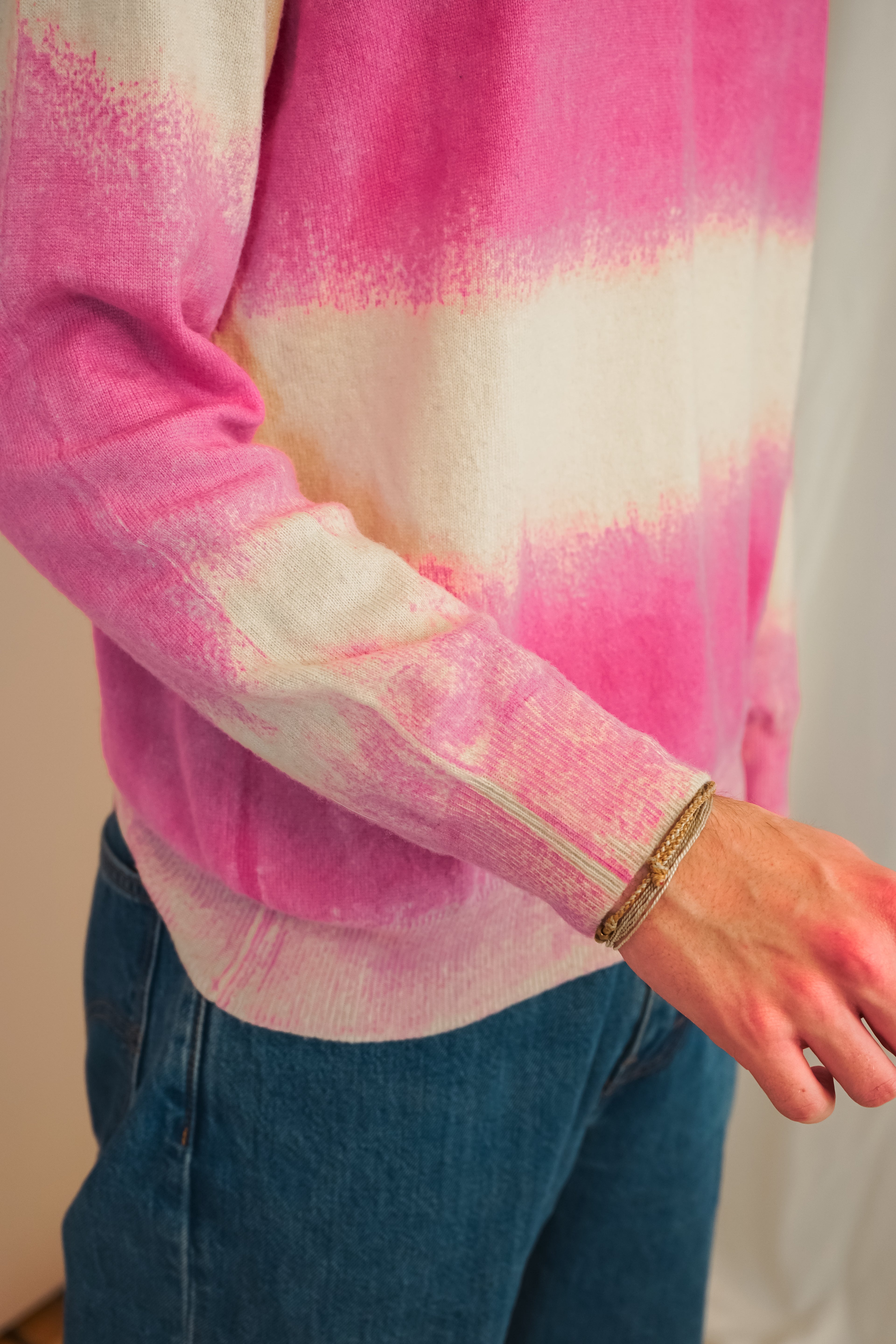 The Striped Crewneck in Dyehouse Pink