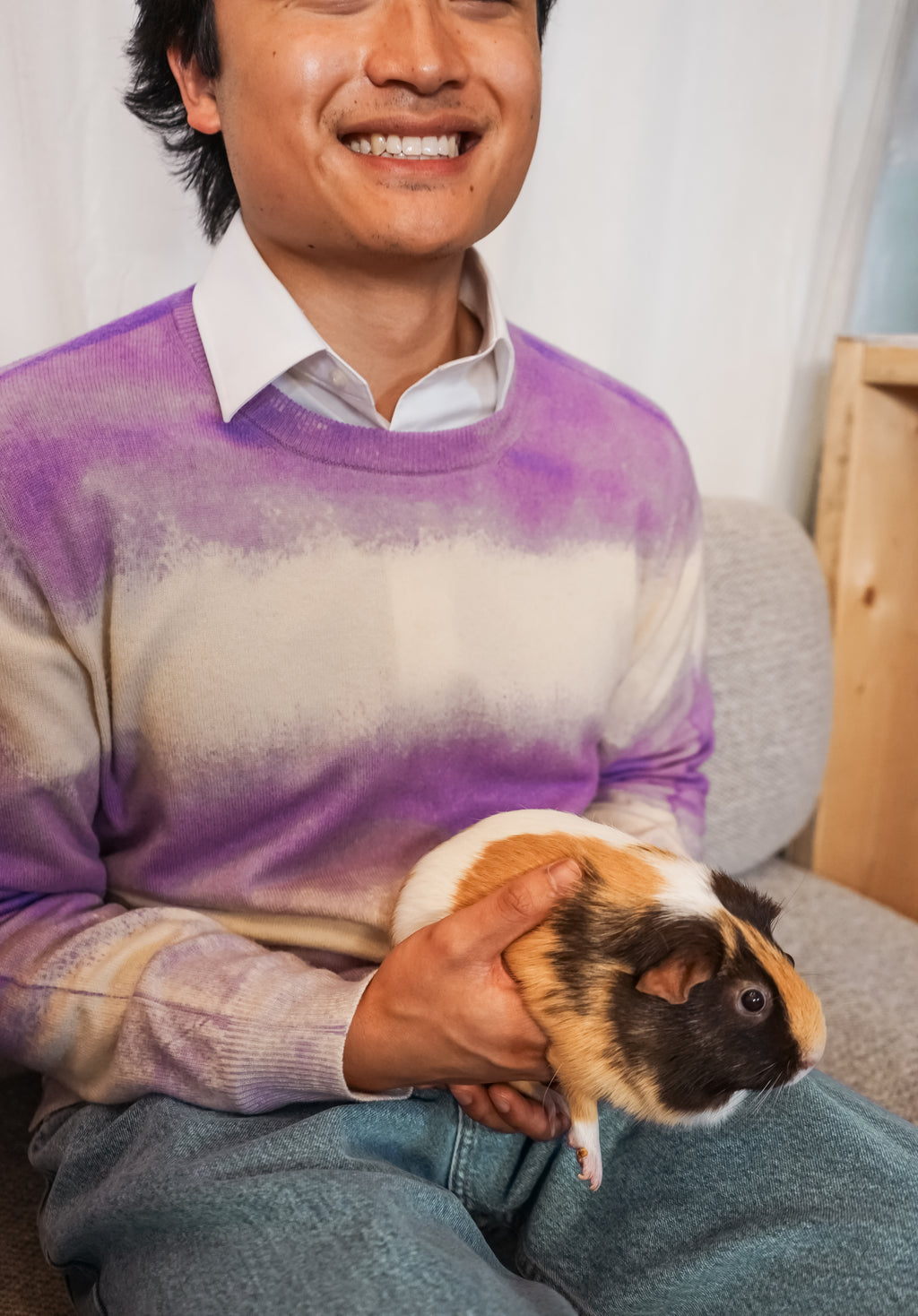 The Striped Crewneck in Lavender